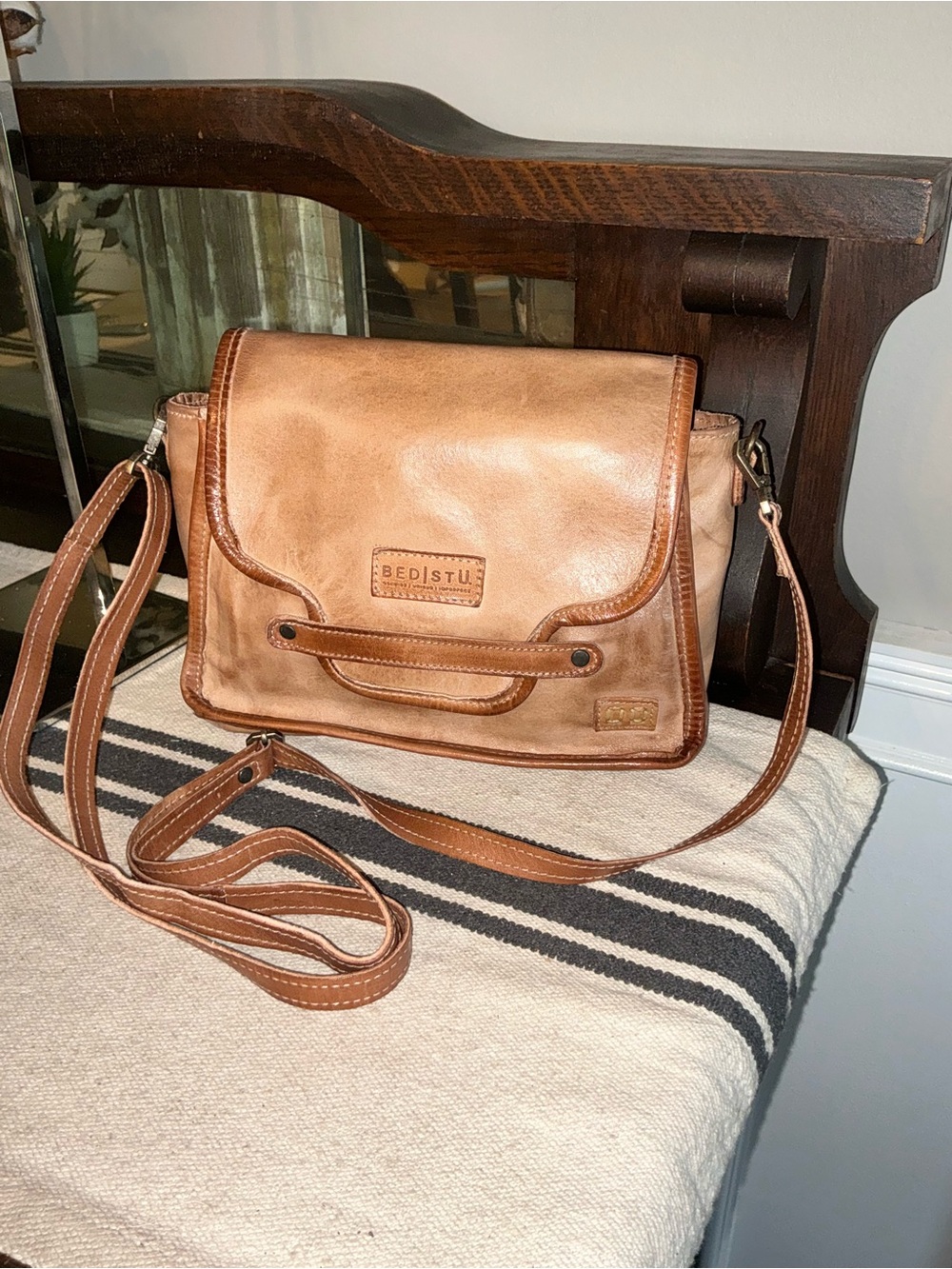 Bed Stu Tan Leather Crossbody Bag